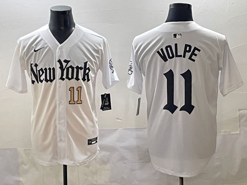 Men 2025 New York Yankees #11 Volpe White Five generations Joint Name Nike MLB Jersey style 35->kansas city royals->MLB Jersey